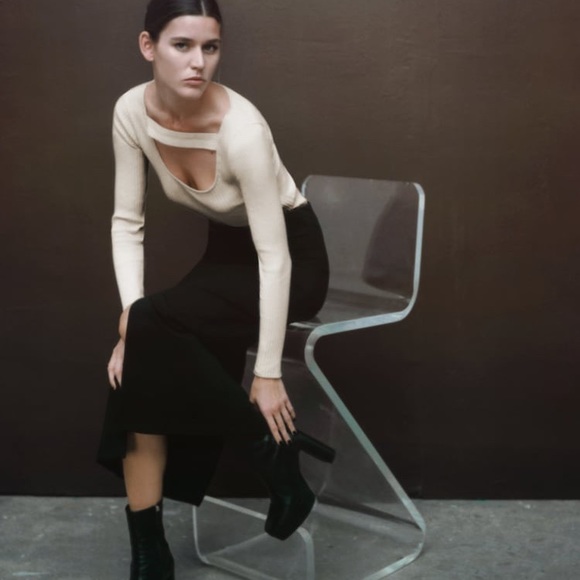 ZARA MIDI SKIRT WITH SIDE SLITS - Picture 6 of 9